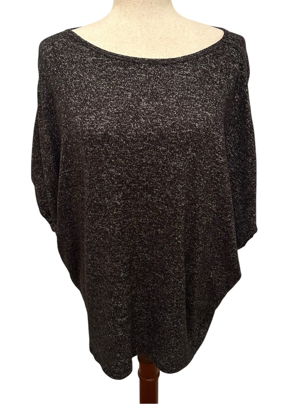 QUINCE Flow Knit Dolman Sleeve Top Heather Charcoal Marled Women XL